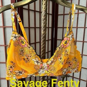 Savage X Fenty Yellow Floral Lace Bralette
